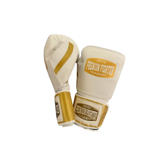 Premium Fighter - Hero PRO (fehér/arany) - Boxkesztyű - FULL GOLD PALM DESIGN